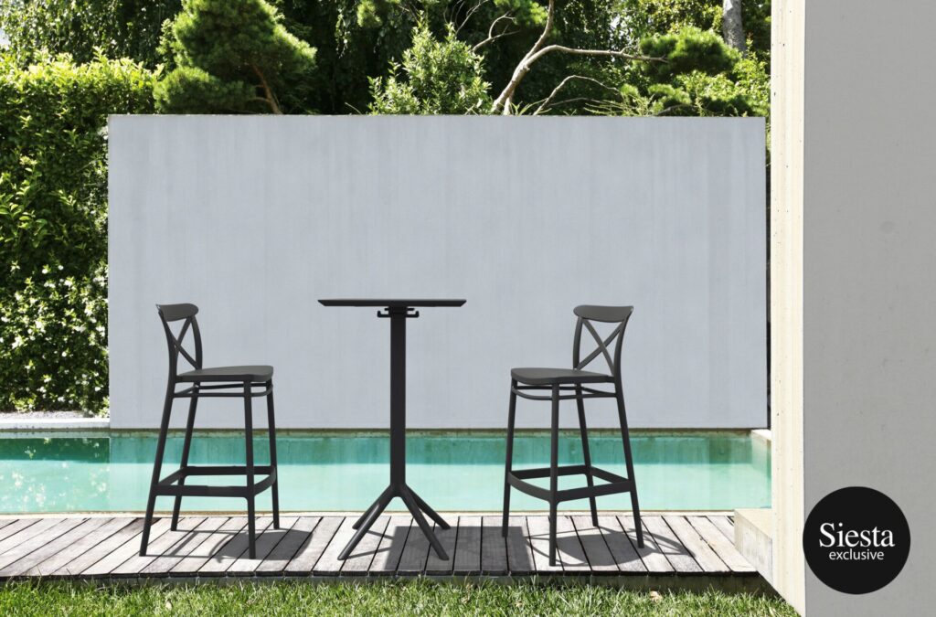 Sky Folding Bar Table 60/Cross Barstool 75 2 Seat Package – Black image