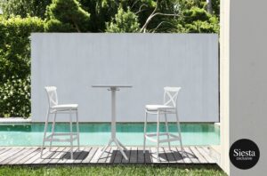 Sky Folding Bar Table 60/Cross Barstool 75 2 Seat Package – White