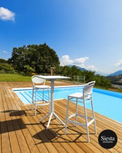 Sky Folding Bar Table 60/Marcel Barstool 75 2 Seat Package – White