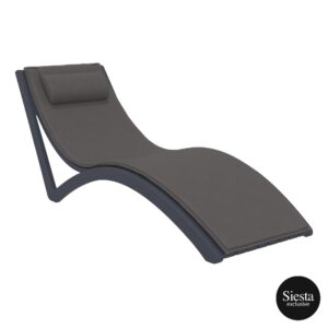 Slim Sunlounger – Anthracite with Dark Grey Cushion and Pillow