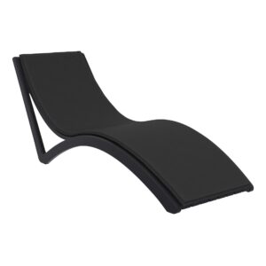 Slim Sunlounger – Black with Black Cushion