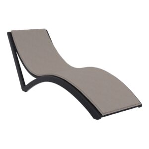Slim Sunlounger – Black with Light Brown Cushion