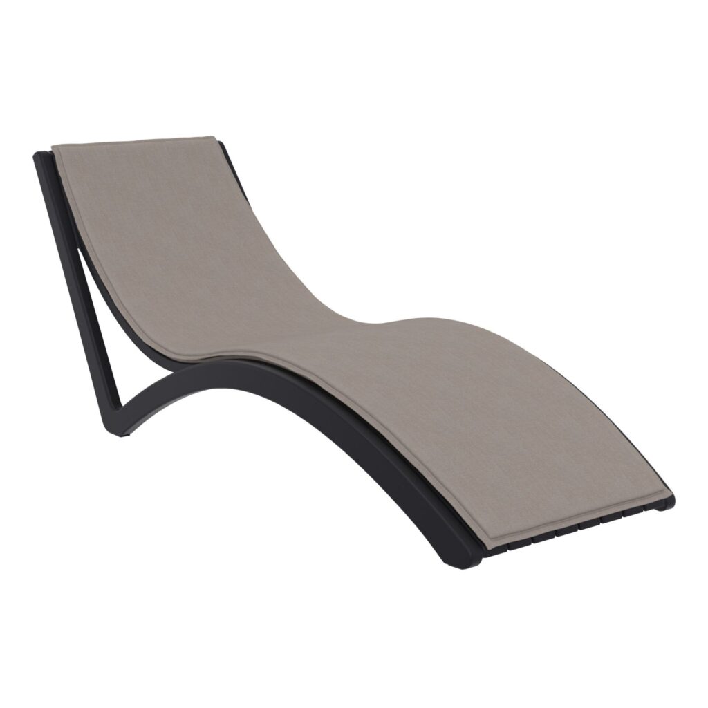 Slim Sunlounger – Black with Light Brown Cushion image