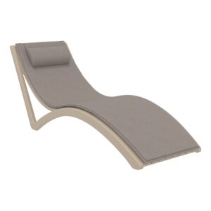 Slim Sunlounger – Taupe with Light Brown Cushion and Pillow