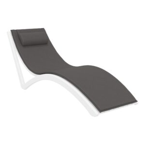 Slim Sunlounger – White with Dark Grey Cushion and Pillow