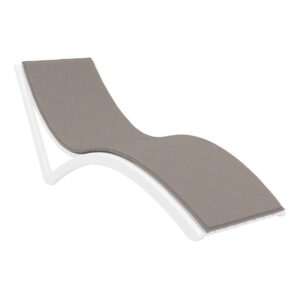 Slim Sunlounger – White with Light Brown Cushion