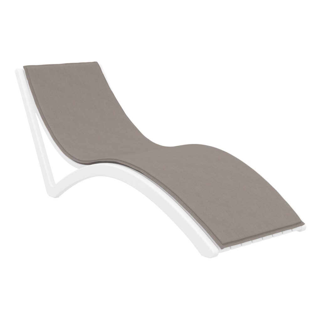 Slim Sunlounger – White with Light Brown Cushion image