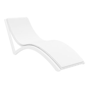 Slim Sunlounger – White with White Cushion