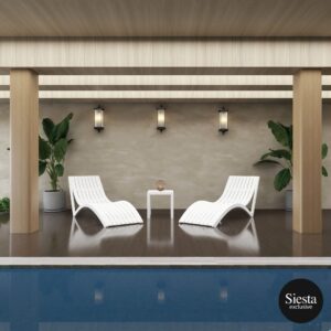 Slim Sunlounger/Ocean Side Table 3pc Package – White
