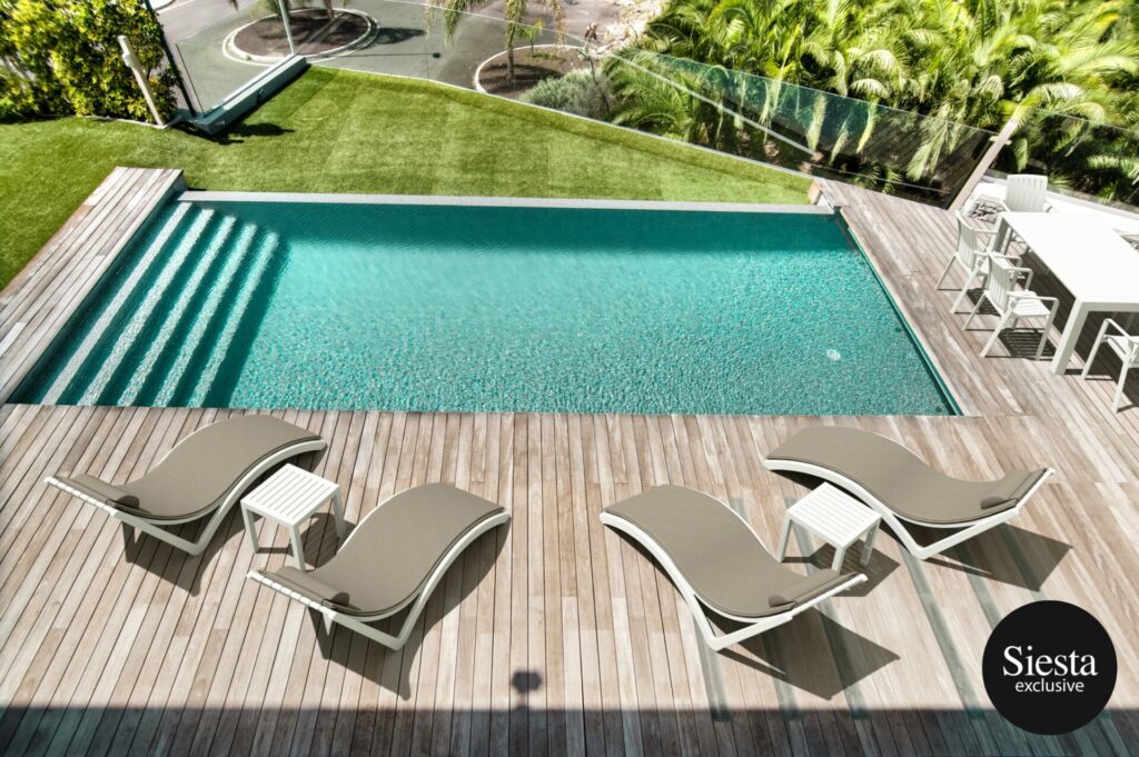 Slim Sunlounger/Ocean Side Table 6pc Package – White/ with Anthracite cushions image