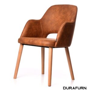 Sorbet Arm Chair – Trojan Oak Legs/Tan Premium Vinyl