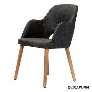 Sorbet Chair – Trojan Oak Legs/Charcoal Premium Vinyl