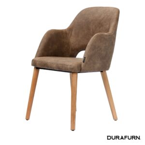 Sorbet Chair – Trojan Oak Legs/Mocha Premium Vinyl