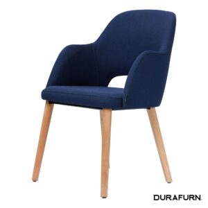 Sorbet Chair – Trojan Oak Legs/Navy Woven Fabric