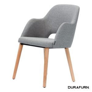 Sorbet Chair – Trojan Oak Legs/Taupe Woven Fabric