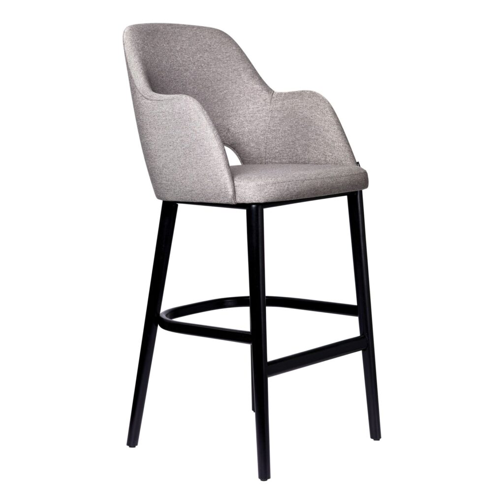 Sorbet Stool – Black Legs/Taupe Woven Fabric image