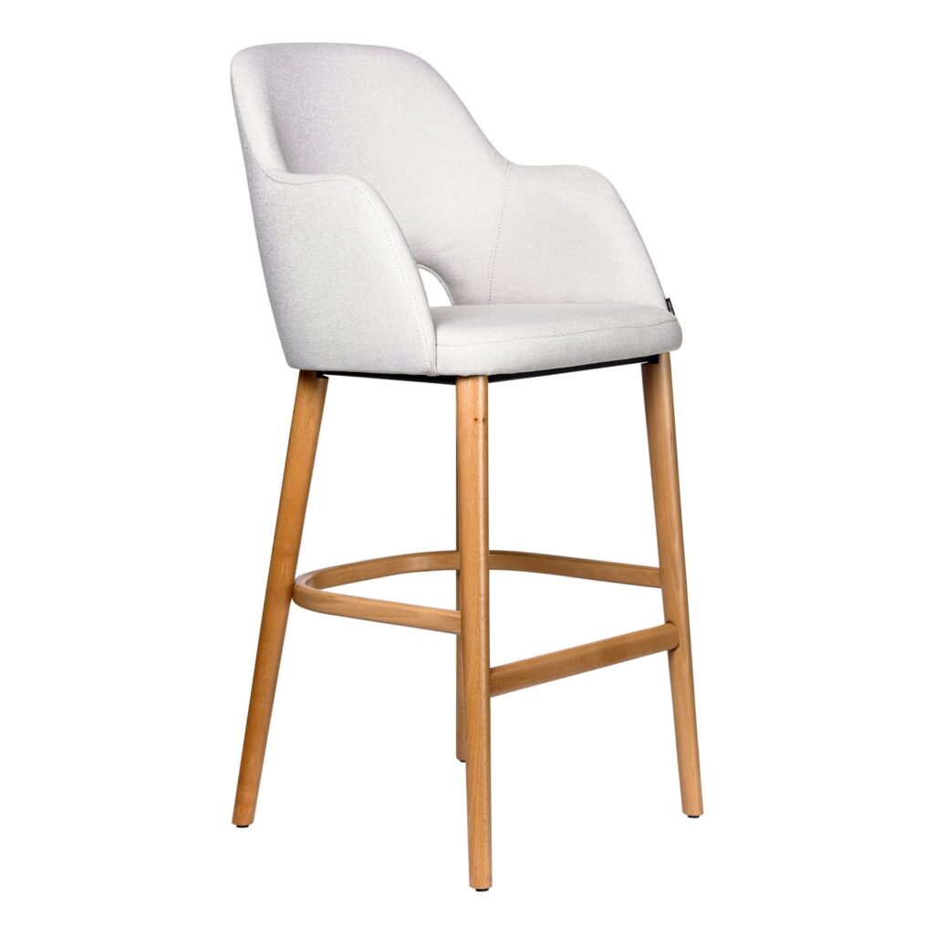 Sorbet Stool – Trojan Oak Legs/ Light Grey Woven Fabric image
