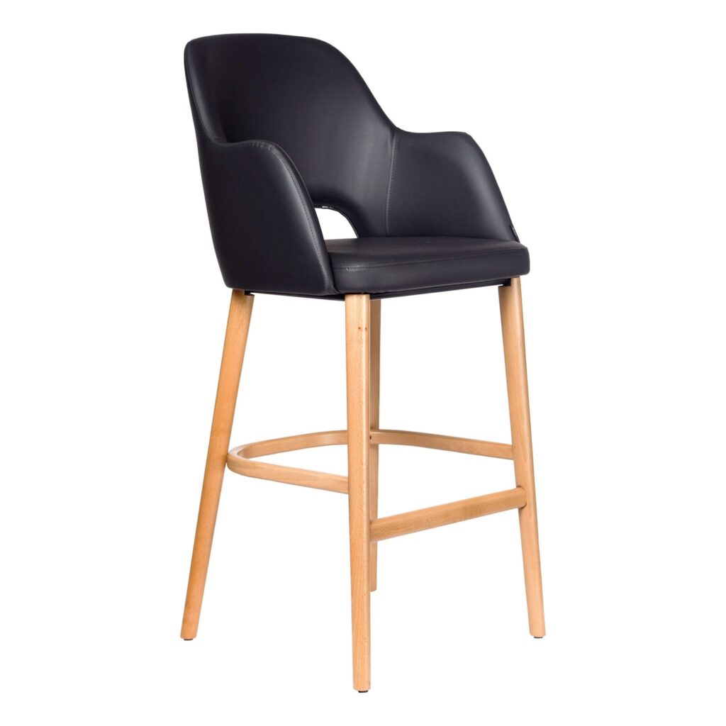 Sorbet Stool – Trojan Oak Legs/Black Vinyl image