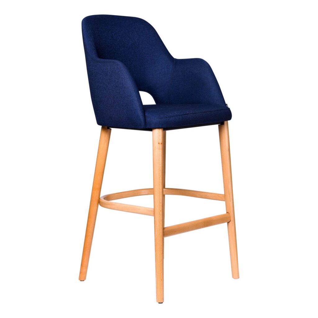Sorbet Stool – Trojan Oak Legs/Taupe Woven Fabric image