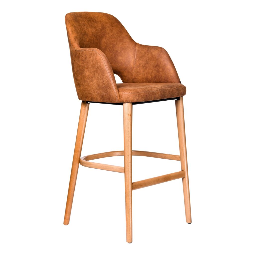 Sorbet Stool – Trojan Oak Legs/Taupe Woven Fabric image