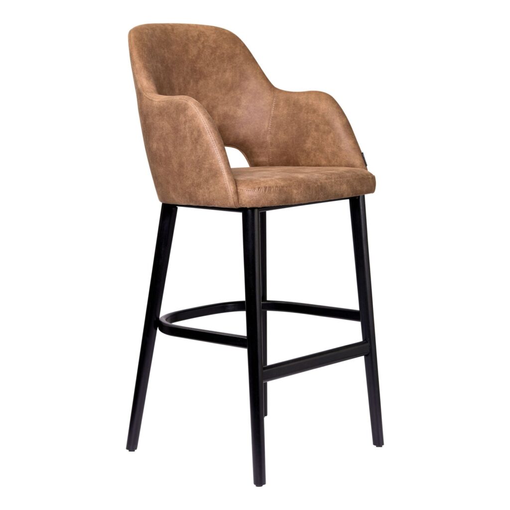 Sorbet Stool – Trojan Oak Legs/Taupe Woven Fabric image