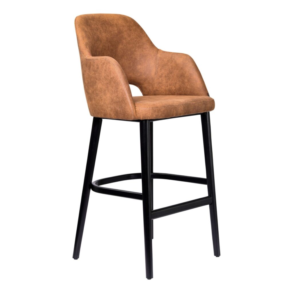Sorbet Stool – Trojan Oak Legs/Taupe Woven Fabric image