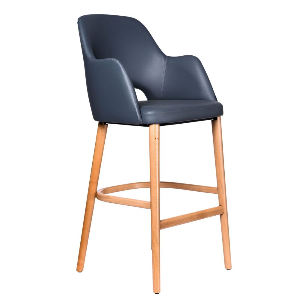 Sorbet Stool – Trojan Oak Legs/Taupe Woven Fabric image