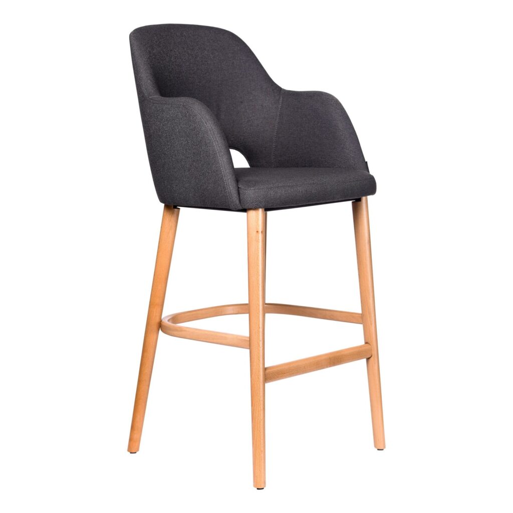 Sorbet Stool – Trojan Oak Legs/Taupe Woven Fabric image