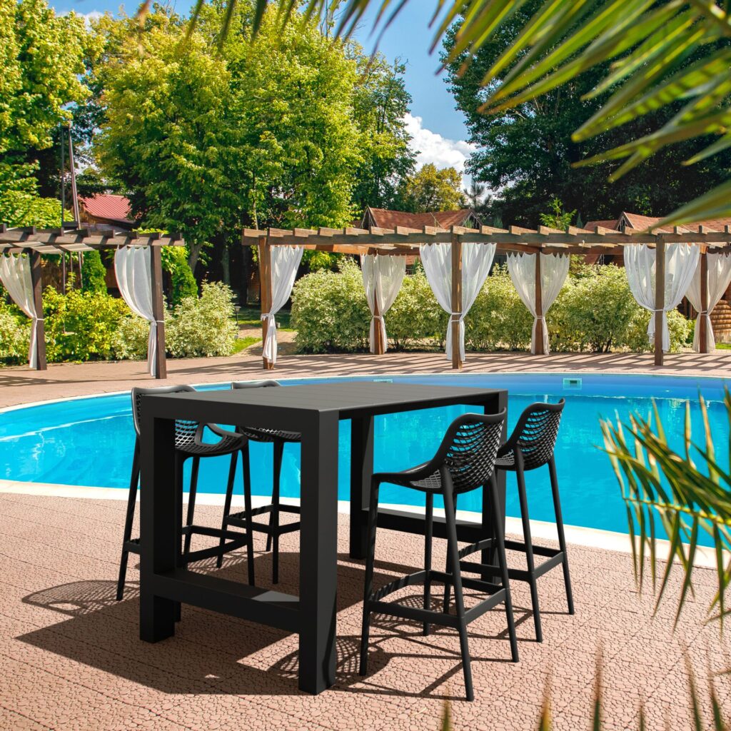 Vegas Bar Table/Air Barstool 75 4 Seat Package – Black image