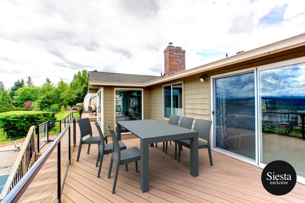 Vegas Medium Table/Florida Chair 6 Seat Rattan Package – Chocolate image