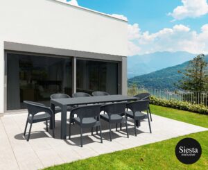 Vegas Medium Table/Panama Armchair 8 Seat Rattan Package – Chocolate