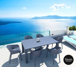 Vegas Medium Table/Sky Chair 6 Seat Package – White